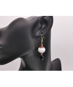 Pendientes de Cristal de Murano Blanco, Naranja y Negro