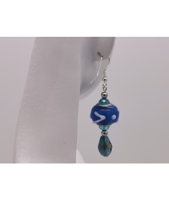 Pendientes Plateados de Cristal de Murano Azul