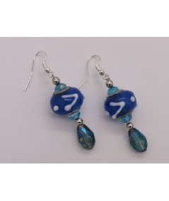 Pendientes Plateados de Cristal de Murano Azul