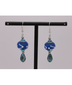 Pendientes Plateados de Cristal de Murano Azul