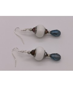 Pendientes de Cristal de Murano Blanco, Ámbar y Gris