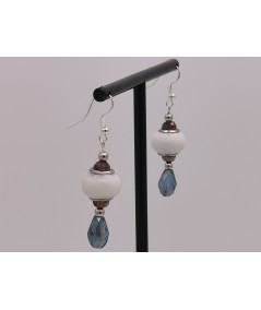 Pendientes de Cristal de Murano Blanco, Ámbar y Gris