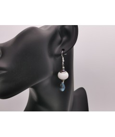 Pendientes de Cristal de Murano Blanco, Ámbar y Gris