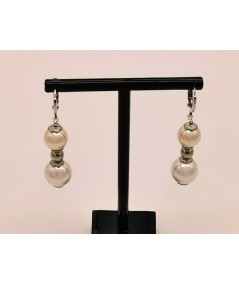 Pendientes Cristal Swarovski Beige y Blanco