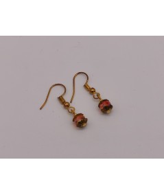 Pendientes dorados de cristal naranja