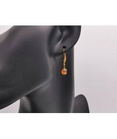 Pendientes dorados de cristal naranja