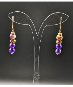 PENDIENTES DE CERÁMICA MORADO Y MULTICOLOR