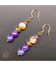 PENDIENTES DE CERÁMICA MORADO Y MULTICOLOR