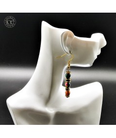 PENDIENTES DORADOS DE CERÁMICA MULTICOLOR