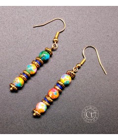 PENDIENTES DORADOS DE CERÁMICA MULTICOLOR