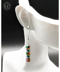 PENDIENTES DE CERÁMICA MULTICOLOR PLATEADOS