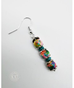 PENDIENTES DE CERÁMICA MULTICOLOR PLATEADOS