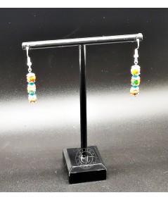 PENDIENTES DE CERÁMICA MULTICOLOR PLATEADOS