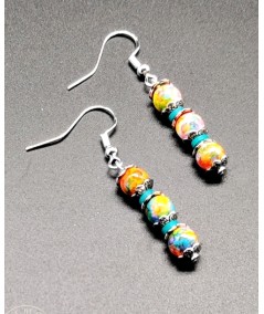 PENDIENTES DE CERÁMICA MULTICOLOR PLATEADOS