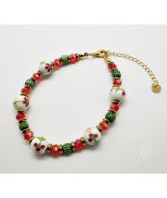 PULSERA DORADA DE CERÁMICA Y CRISTAL MILLEFIORI