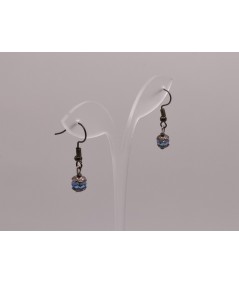 Pendientes Plateado Oscuro de Cristal Azul