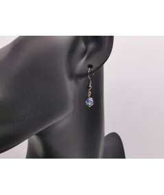 Pendientes Plateado Oscuro de Cristal Azul