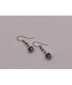 Pendientes Plateados de Cristal Azul