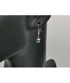 Pendientes Plateados de Cristal Azul