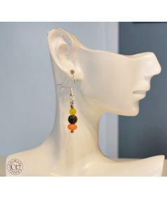 Pendientes De Coral, Jade y Obsidiana