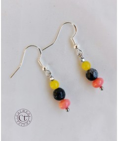 Pendientes De Coral, Jade y Obsidiana