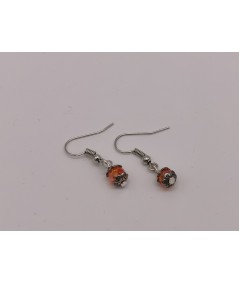 Pendientes Plateados de Cristal Naranja