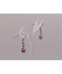 Pendientes Plateados de Cristal Naranja