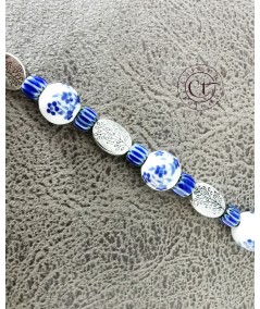 PULSERA PLATEADA DE CERÁMICA, MILLEFIORI Y ZAMAK