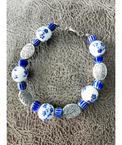 PULSERA PLATEADA DE CERÁMICA, MILLEFIORI Y ZAMAK