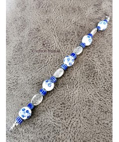 PULSERA PLATEADA DE CERÁMICA, MILLEFIORI Y ZAMAK
