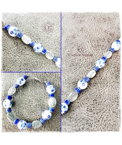 PULSERA PLATEADA DE CERÁMICA, MILLEFIORI Y ZAMAK