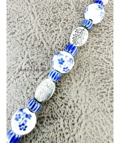 PULSERA PLATEADA DE CERÁMICA, MILLEFIORI Y ZAMAK