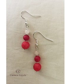 Pendientes plateados de cuarzo rojo