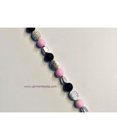 Pulsera de piedras de lava y zamak