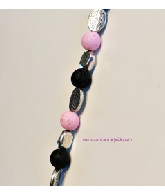 Pulsera de piedras de lava y zamak