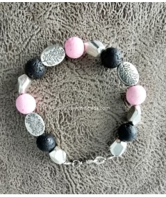 Pulsera de piedras de lava y zamak