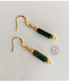 PENDIENTES DORADOS DE JADE CUADRADO VERDE