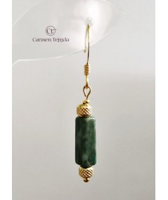 PENDIENTES DORADOS DE JADE CUADRADO VERDE