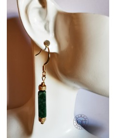 PENDIENTES DORADOS DE JADE CUADRADO VERDE