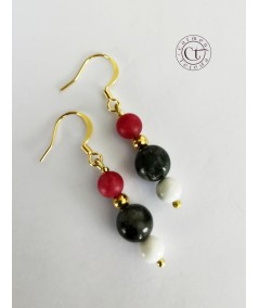 PENDIENTES DORADOS DE LABRADORITA GRIS