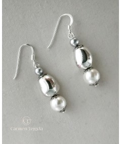 Pendientes de perlas de cristal de colores y zamak