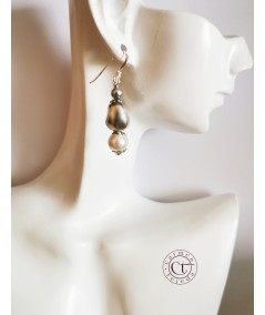 Pendientes de perlas de cristal de colores y zamak