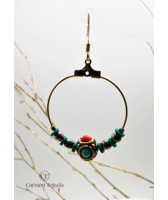 PENDIENTES DE ARO DE ABALORIOS BOHEMIOS DE COLORES