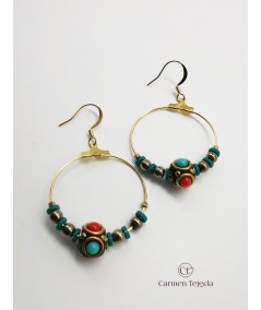 PENDIENTES DE ARO DE ABALORIOS BOHEMIOS DE COLORES