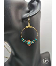 PENDIENTES DE ARO DE ABALORIOS BOHEMIOS DE COLORES