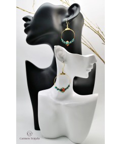 PENDIENTES DE ARO DE ABALORIOS BOHEMIOS DE COLORES