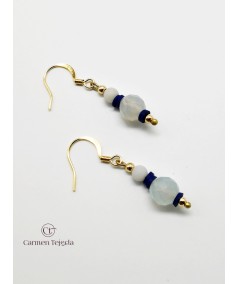 PENDIENTES DE AGATA AZUL Y AMAZONITA