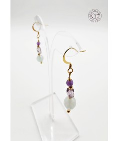 PENDIENTES DE AMATISTA Y ÁGATA FACETADA