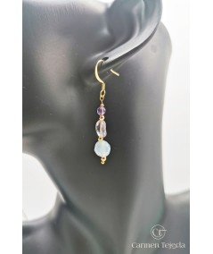 PENDIENTES DE AMATISTA Y ÁGATA FACETADA