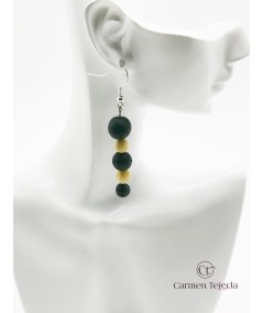 Pendientes de lava, plateados, negro y amarillo